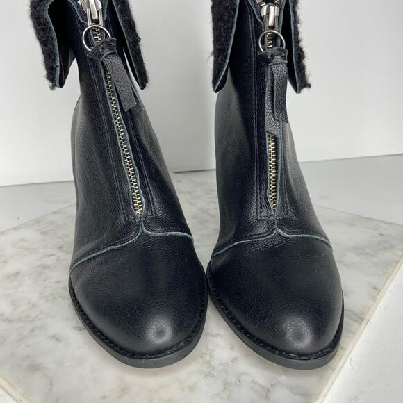 NEW Splendid Kiley Black Ankle Boots Leather Shearling Lined Heeled US 8 $178 - Picture 3 of 10